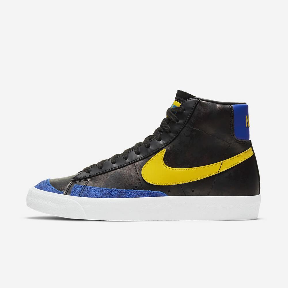 Basket Montante Nike Blazer Mid '77 Vintage Noir 6894-207 Black/Game Royal/White/Speed Yellow Homme | EDU-91404657